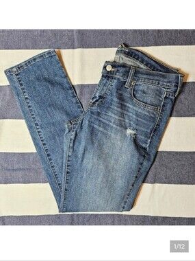 Old Navy Diva Mid Rise Skinny Distressed Medium Wash Blue Jeans Size 10 Regular